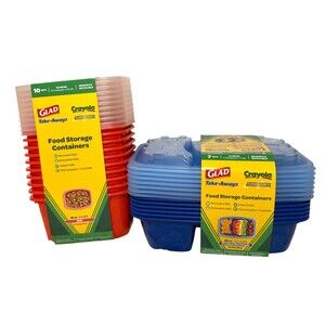 Glad Retired Crayola Red & Blue Deli 16oz Food Storage Containers w Lids 2 Packs